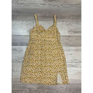 Aeropostale yellow floral linen sundress size S